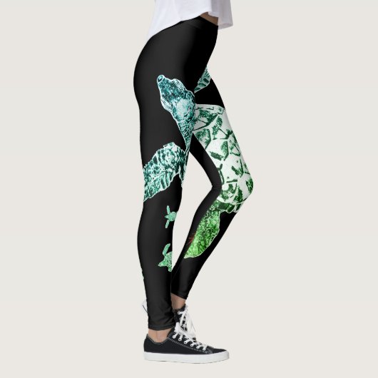 Groene Zee Turtle Leggings (Rechts)