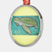 Groene Zee Turtle Metalen Ornament (Links)