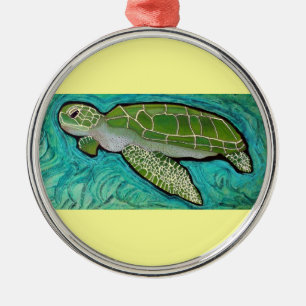 Groene Zee Turtle Metalen Ornament