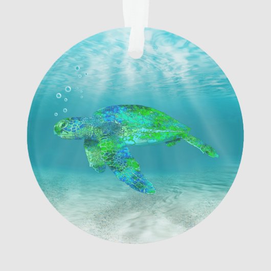 Groene Zee Turtle Ornament (achterkant)