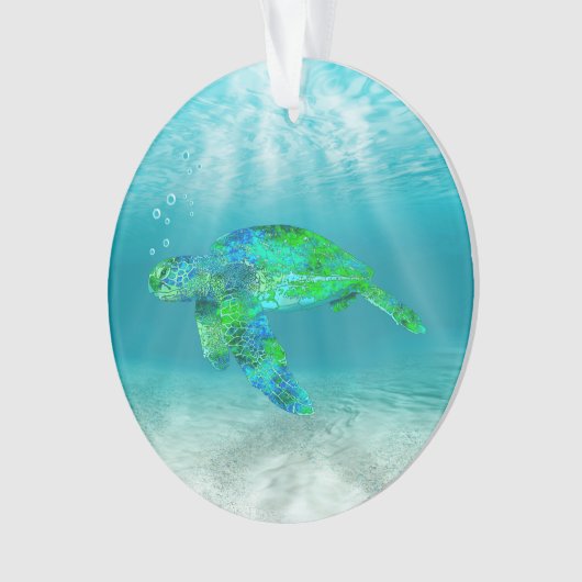 Groene Zee Turtle Ornament (voorkant)