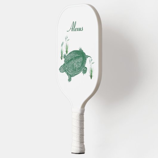 Groene Zee Turtle Persoonlijke Naam Pickleball Paddle (Links)