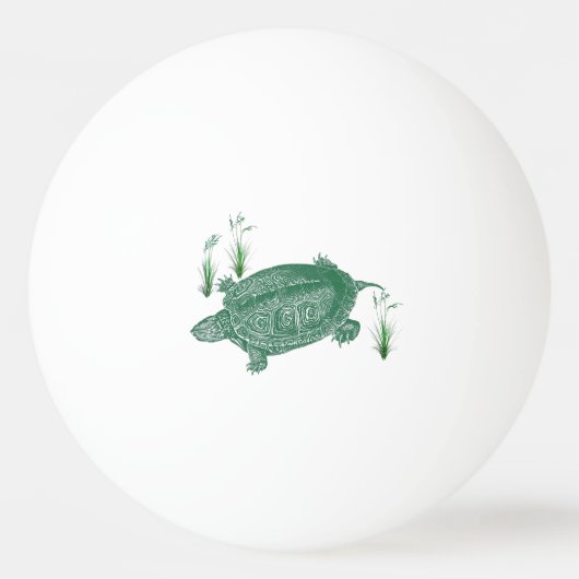 Groene Zee Turtle Pingpongbal (Voorkant)