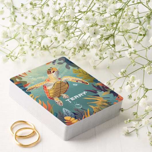 Groene Zee Turtle Pokerkaarten (Insitu (Huwelijk))