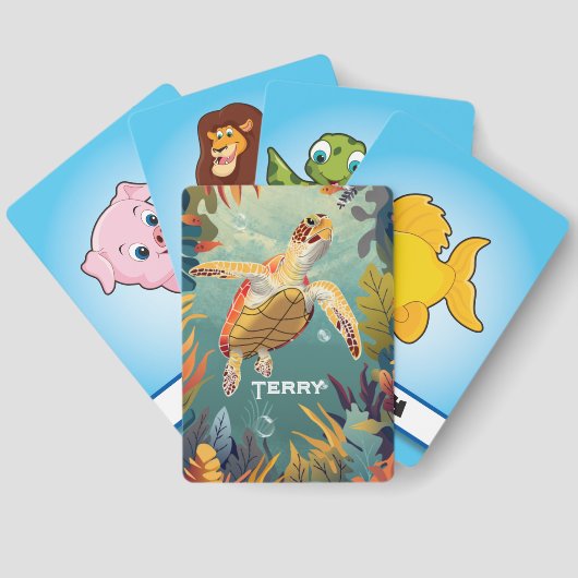 Groene Zee Turtle Pokerkaarten (Achterkant)
