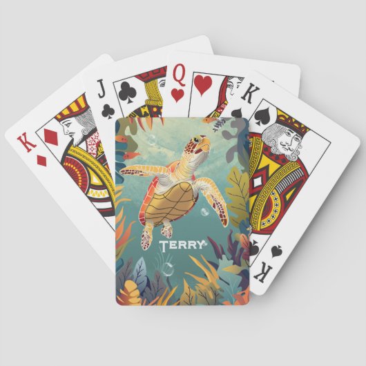 Groene Zee Turtle Pokerkaarten (Achterkant)