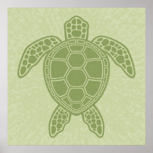 Groene Zee Turtle Poster