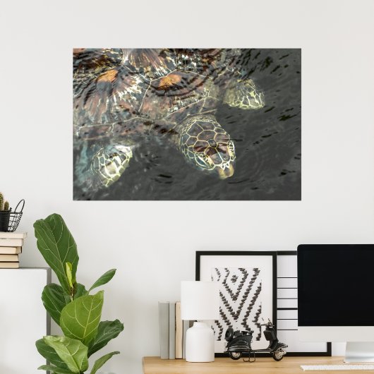 Groene Zee Turtle Poster (Thuiskantoor)