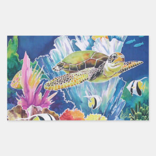 Groene Zee Turtle Rechthoekige Sticker