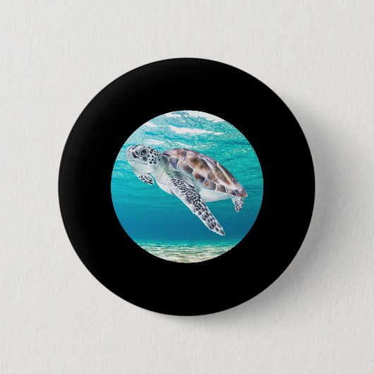 Groene Zee Turtle Ronde Button 5,7 Cm (Voorkant)