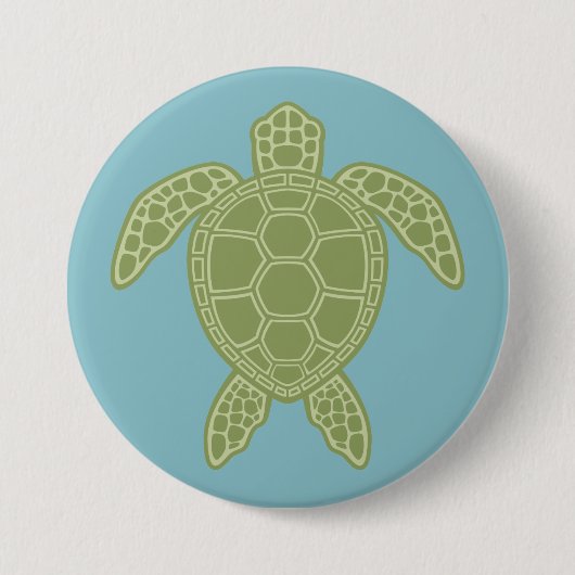 Groene Zee Turtle Ronde Button 7,6 Cm (Voorkant)