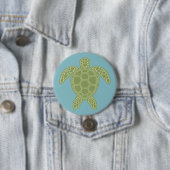 Groene Zee Turtle Ronde Button 7,6 Cm (In situ)