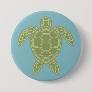Groene Zee Turtle Ronde Button 7,6 Cm