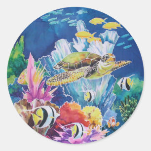 Groene Zee Turtle Ronde Sticker