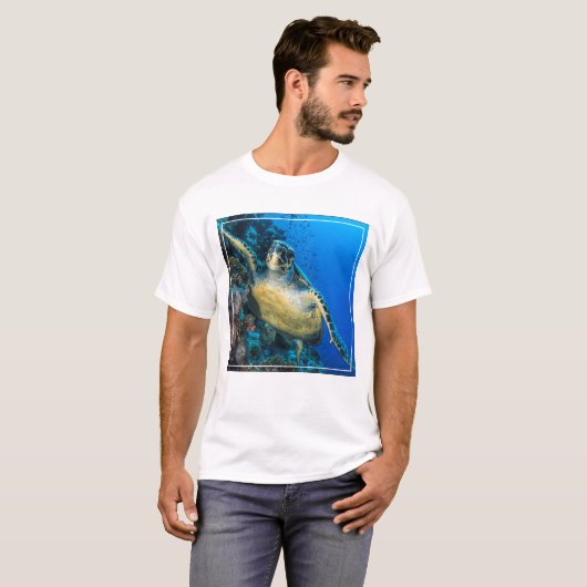 Groene Zee Turtle | Rood Zee T-shirt (Voorkant volledig)