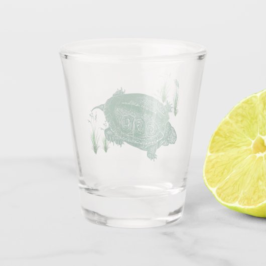 Groene Zee Turtle Shot Glas (Achterkant)