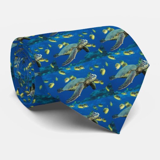 Groene Zee Turtle Stropdas (Opgerold)