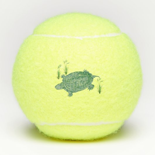 Groene Zee Turtle Tennisballen (Voorkant)