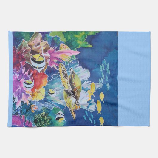 Groene Zee Turtle Theedoek (Horizontaal)