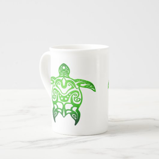 Groene Zee Turtle Tribal Porselein Kop (Links)