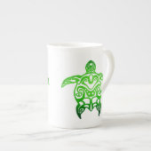 Groene Zee Turtle Tribal Porselein Kop (Voorkant rechts)