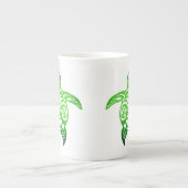 Groene Zee Turtle Tribal Porselein Kop (Voorkant)