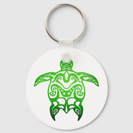 Groene Zee Turtle Tribal Sleutelhanger (Voorkant)