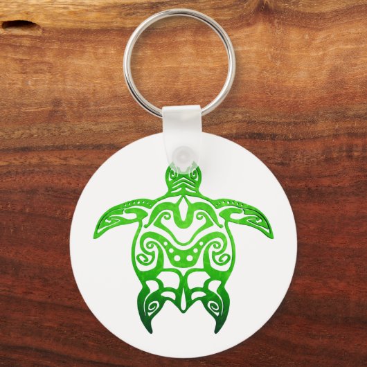 Groene Zee Turtle Tribal Sleutelhanger (Voorkant)