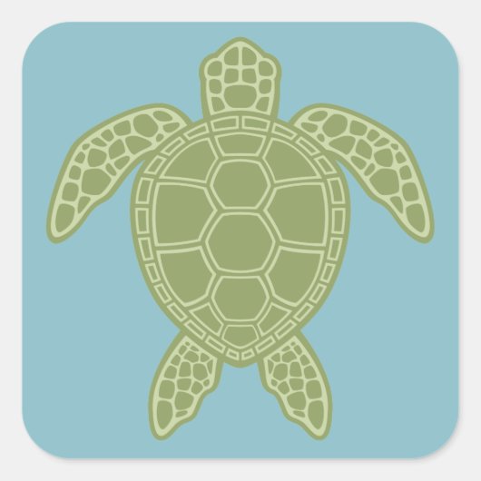 Groene Zee Turtle Vierkante Sticker (Voorkant)