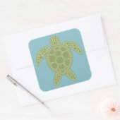 Groene Zee Turtle Vierkante Sticker (Envelop)
