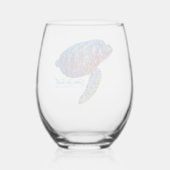 Groene Zee Turtle Wijnglas Zonder Voet (Achterkant)