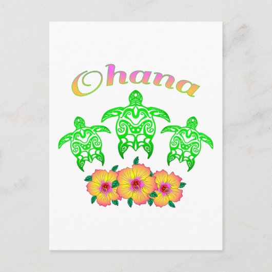 Groene Zee Turtles Hawaiian Ohana Briefkaart (Voorkant)