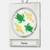 Groene Zee Verzilverd Banner Ornament (Links)