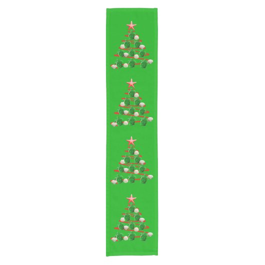 Groene Zeeen kerstbomen Korte Tafelloper (Voorkant)