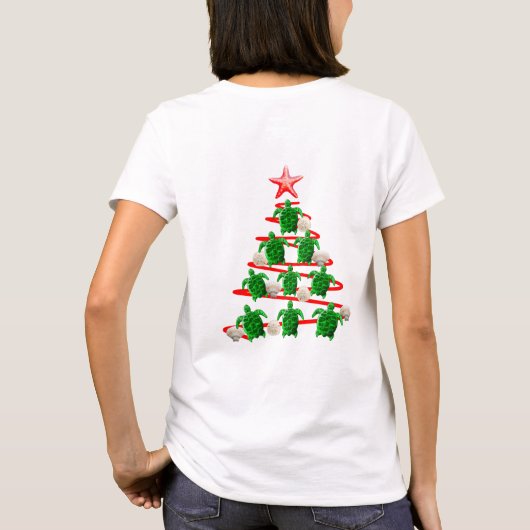 Groene Zeeen kerstbomen T-shirt (Achterkant)