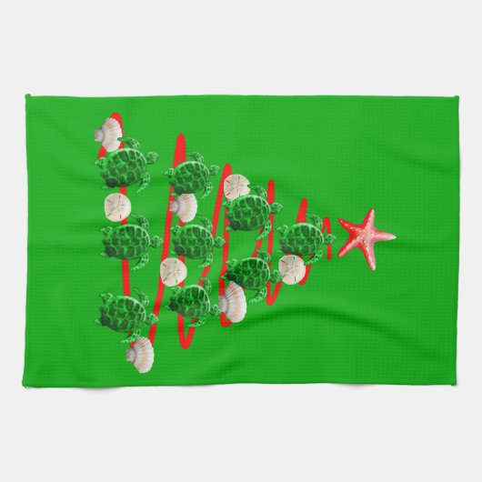 Groene Zeeen kerstbomen Theedoek (Horizontaal)