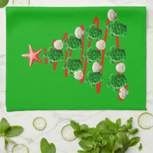 Groene Zeeen kerstbomen Theedoek