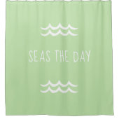 Groene Zeeen op de dag Waves Nautical Douchegordijn (Voorkant)