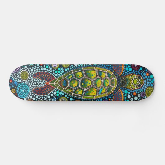 Groene Zeeen schildpad - Aboriginal - Skateboard D (Horizontaal)