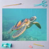 Groene Zeeen schildpad drijft Tissuepapier (Craft)