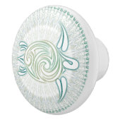 Groene Zeeen schildpad en mandala | nautisch Keramische Knop (Rechts)
