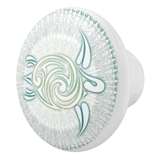 Groene Zeeen schildpad en mandala | nautisch Keramische Knop (Rechts)