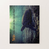 Groene zeeen schildpad op de oceaanbodem legpuzzel (Verticaal)