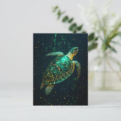 Groene Zeeen schildpad op een donkere achtergrond Briefkaart (Staand voorkant)