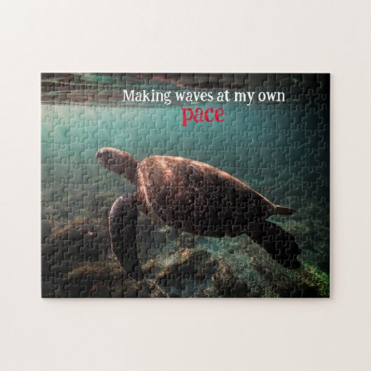 Groene zeeen schildpad zwemmen onder water legpuzzel (Horizontaal)