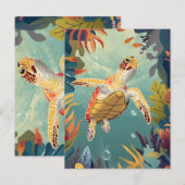 Groene Zeeen schildpad zwemt in de Stille Oceaan Briefkaart (Voorkant / Achterkant)