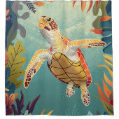 Groene Zeeen schildpad zwemt in de Stille Oceaan Douchegordijn (Voorkant)