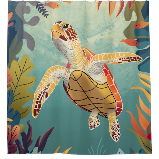 Groene Zeeen schildpad zwemt in de Stille Oceaan Douchegordijn (Voorkant)