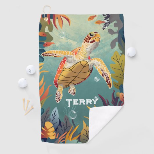 Groene Zeeen schildpad zwemt in de Stille Oceaan Golfhanddoek (Insitu)