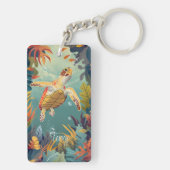 Groene Zeeen schildpad zwemt in de Stille Oceaan Sleutelhanger (achterkant)